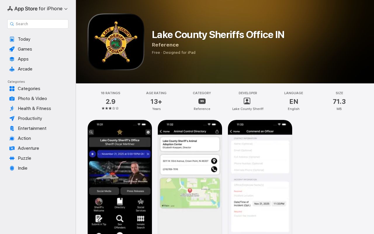 Official Lake County Sheriff mobile app interface